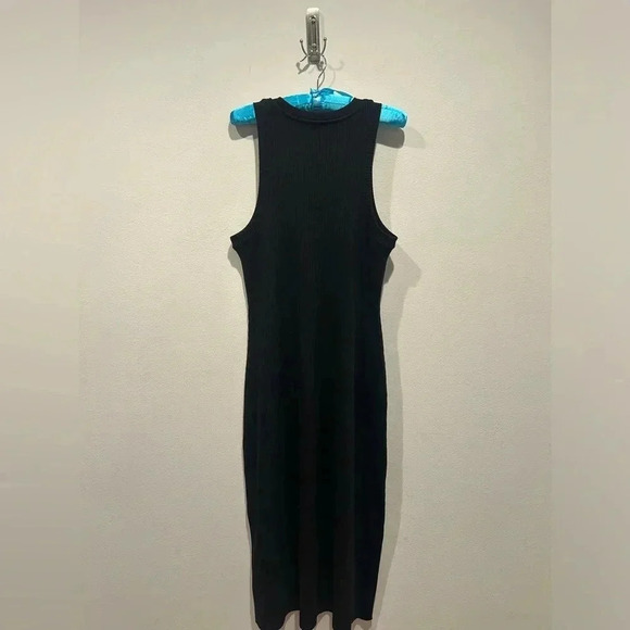 VINCE Ribbed High-Neck Tank Dress in Black / Size Large / - Picture 6 of 8